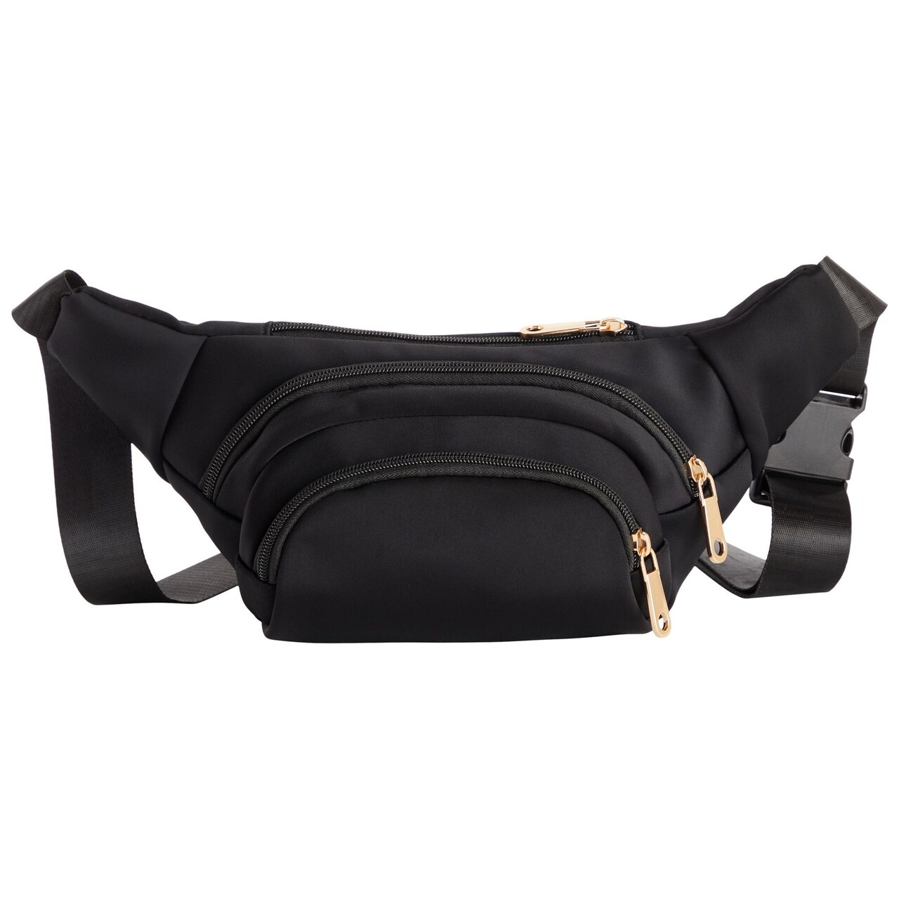 Zodaca Extra Large Fanny Pack - Adjustable 34-60 in Strap Waist Pack - Multi-Pocket Travel Pouch - Hands-Free Belt Bag - Black, Nylon, Fits 34-60 in Waist